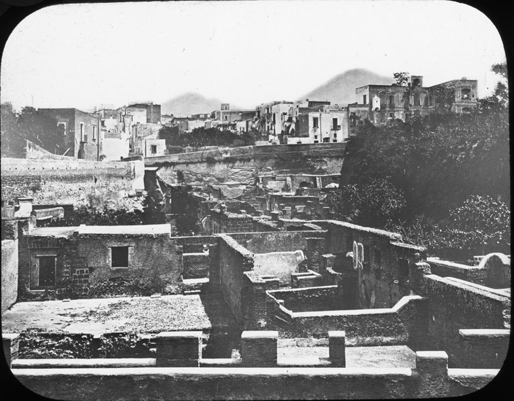 II.1 Herculaneum.
Looking north across upper floor of Casa di Aristide, general view of Herculaneum taken from above the area of the beachfront. 
Photo used with the permission of the Institute of Archaeology, University of Oxford. File name instarchbx116im007 Resource ID 42245. 
See photo on University of Oxford HEIR database
