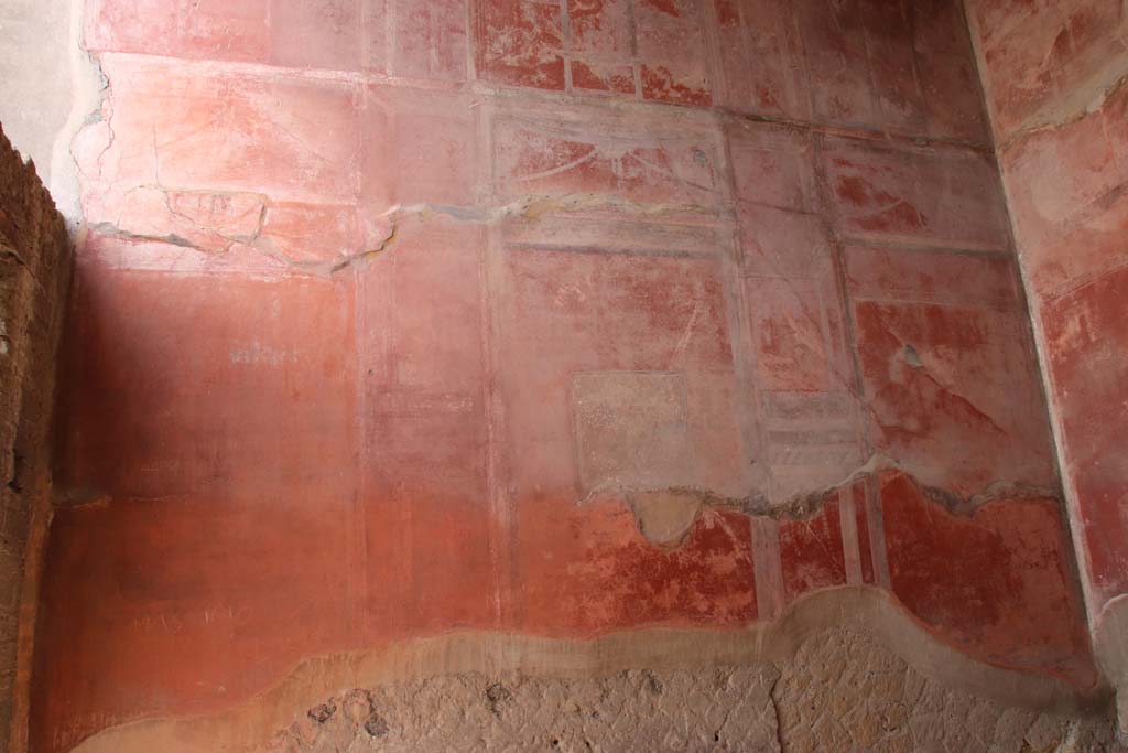 II.2 Herculaneum, September 2017. Looking towards west wall.
On the west wall was a central painting of Polyphemus and Galatea, now illegible. Photo courtesy of Klaus Heese.