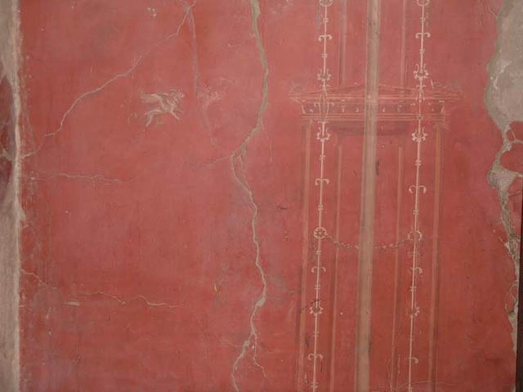 III.14, Herculaneum. April 2005. Cubiculum 1, detail from north-east corner of east wall.
Photo courtesy of Nicolas Monteix.