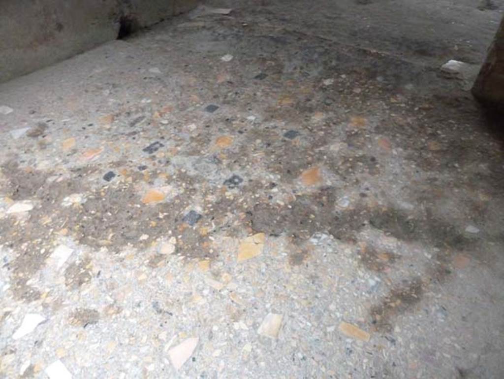 III.16, Herculaneum, September 2015. Room 4, floor of tablinum showing the chips of marble inserted into the flooring.
