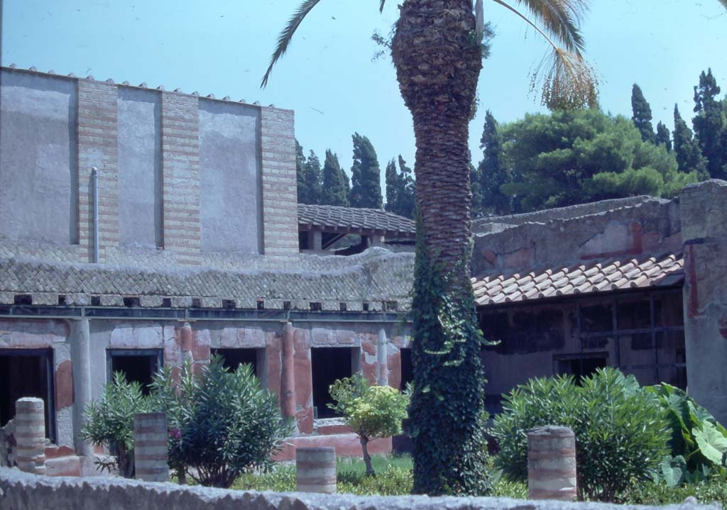 IV.2/1, Herculaneum, 7th August 1976. Looking north-east across peristyle garden.
Photo courtesy of Rick Bauer, from Dr George Fay’s slides collection.
