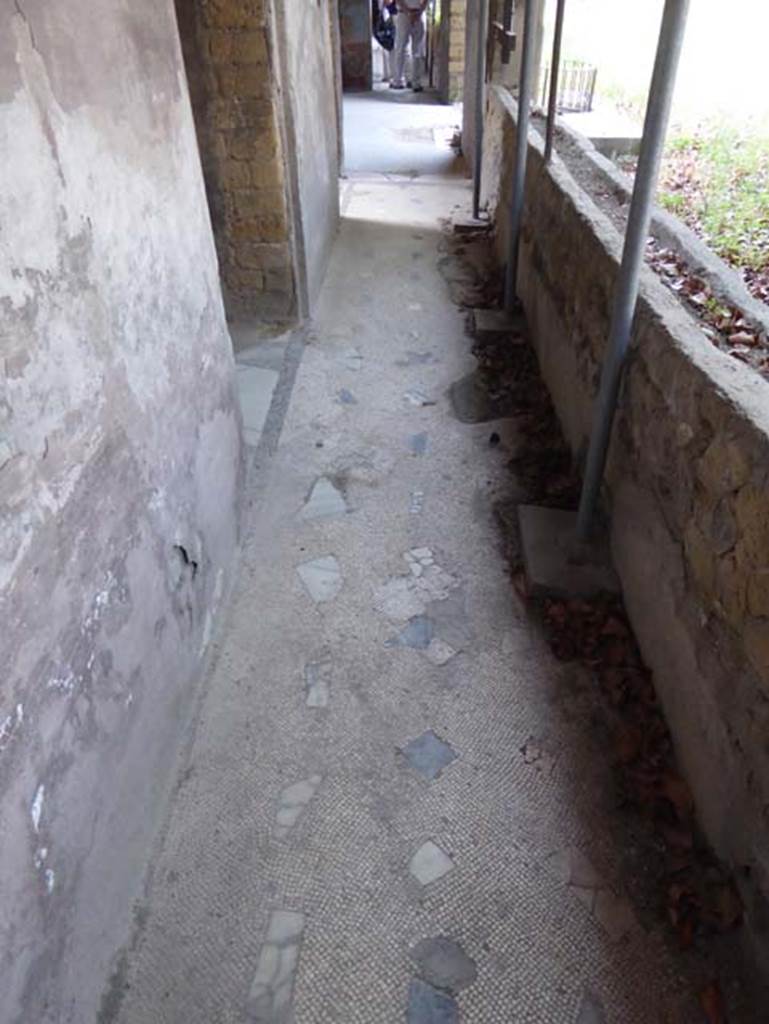 IV.2/1, Herculaneum, September 2016. Looking south along east side of narrow corridor.  Doorway into cubicula 7, on left.  Photo courtesy of Michael Binns.
