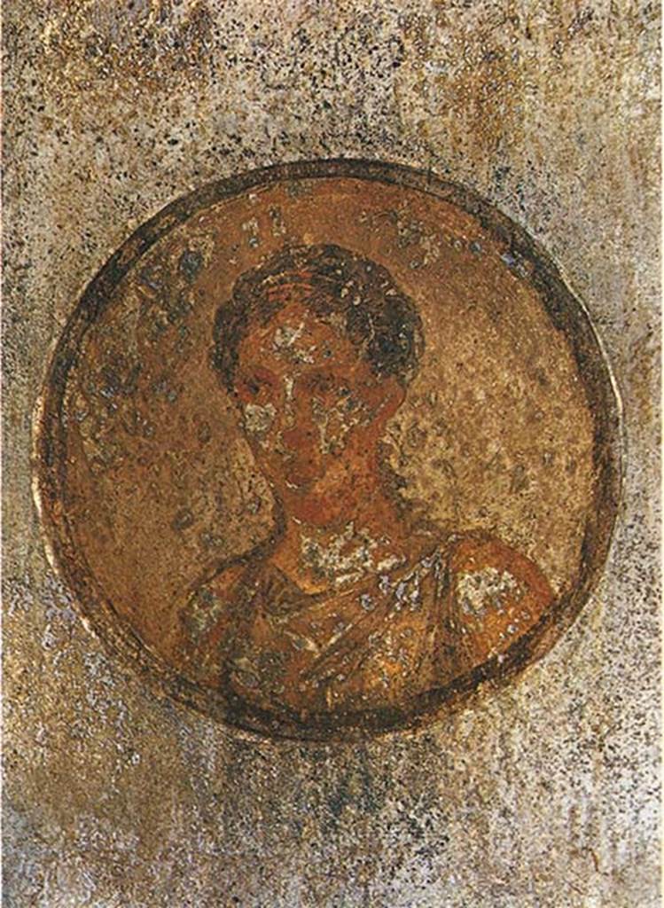 IV.2/1 Herculaneum. Painted medallion from north side of entrance doorway, on west side of room.  