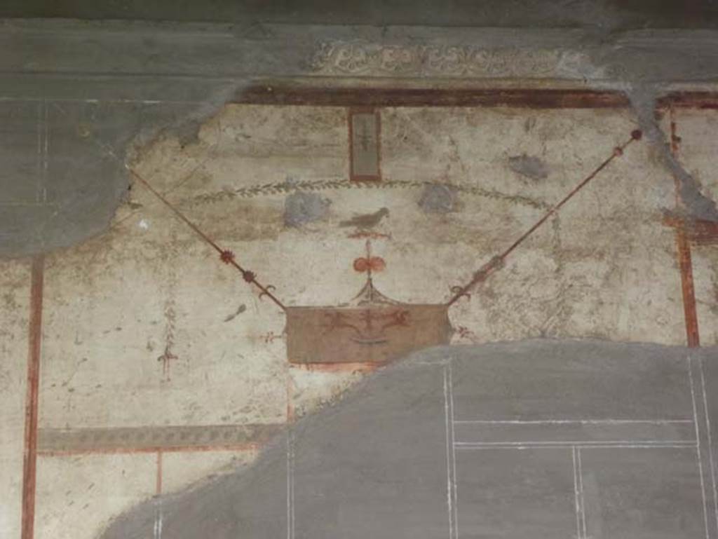 IV.2/1, Herculaneum, September 2016. Cubiculum 11, detail from upper east wall. Photo courtesy of Michael Binns.

 
