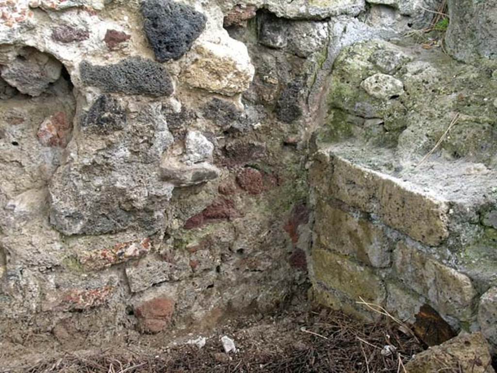 V.33, Herculaneum. May 2005. Looking towards north wall of entrance corridor, with remains of steps to upper floor, on right.
Photo courtesy of Nicolas Monteix.
