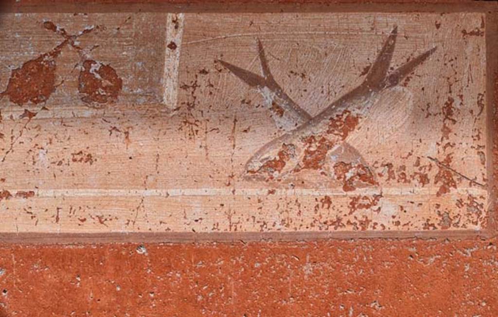 VI.29, Herculaneum, April 2018. Triclinium 11, detail of painted panel on north wall. Photo courtesy of Ian Lycett-King. Use is subject to Creative Commons Attribution-NonCommercial License v.4 International.


