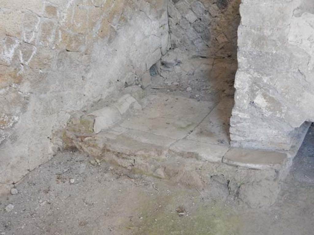 VI.29, Herculaneum. May 2018. Room 1, kitchen, looking towards latrine against west wall.
Photo courtesy of Buzz Ferebee.