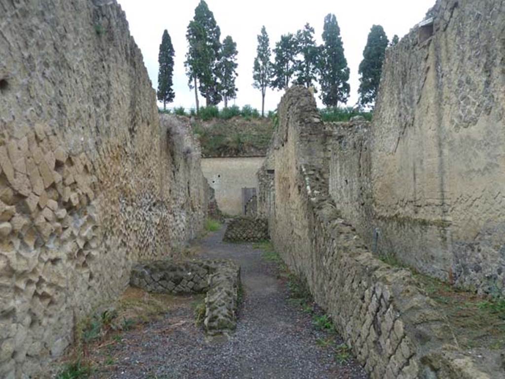 Ins. Orientalis II 3, Herculaneum, September 2015. Looking east from entrance doorway.