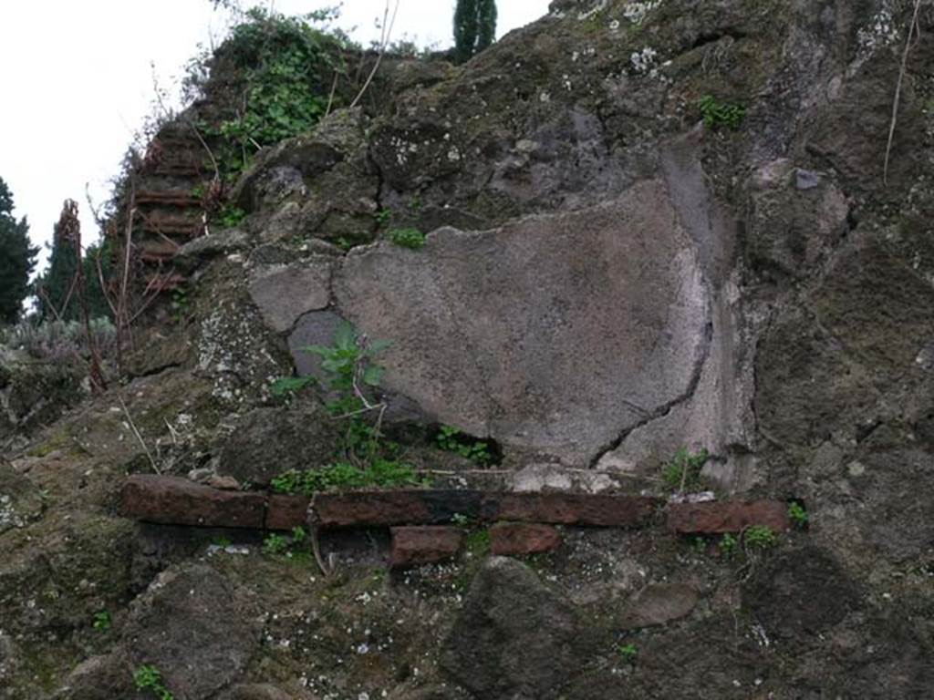 Ins Or II. 13, Herculaneum. December 2004. Detail from south wall of rear room behind shop-room.
Photo courtesy of Nicolas Monteix.