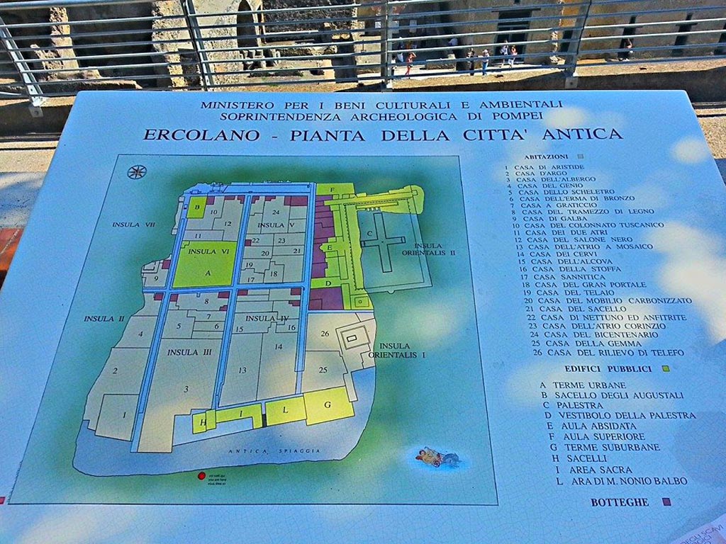 Herculaneum, photo taken between October 2014 and November 2019. 
Plan of the ancient city. Photo courtesy of Giuseppe Ciaramella.
