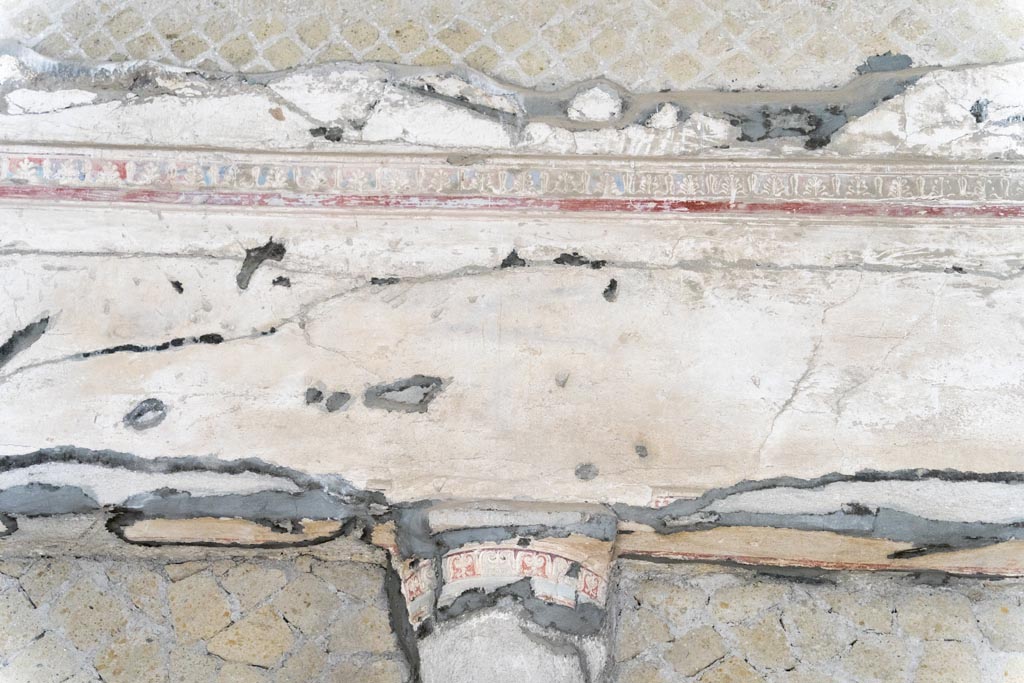 Herculaneum Suburban Baths. October 2023. 
Detail from upper north wall at west end of possible waiting room or diaeta. Photo courtesy of Johannes Eber. 

