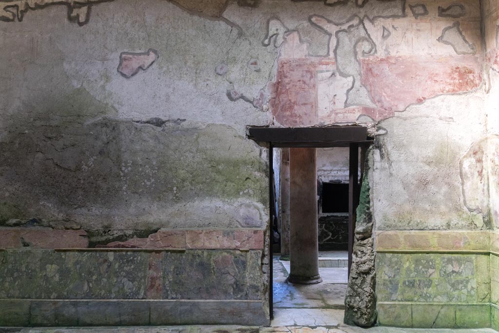 Herculaneum Suburban Baths. October 2023. Frigidarium, west wall with doorway into atrium. Photo courtesy of Johannes Eber. 

