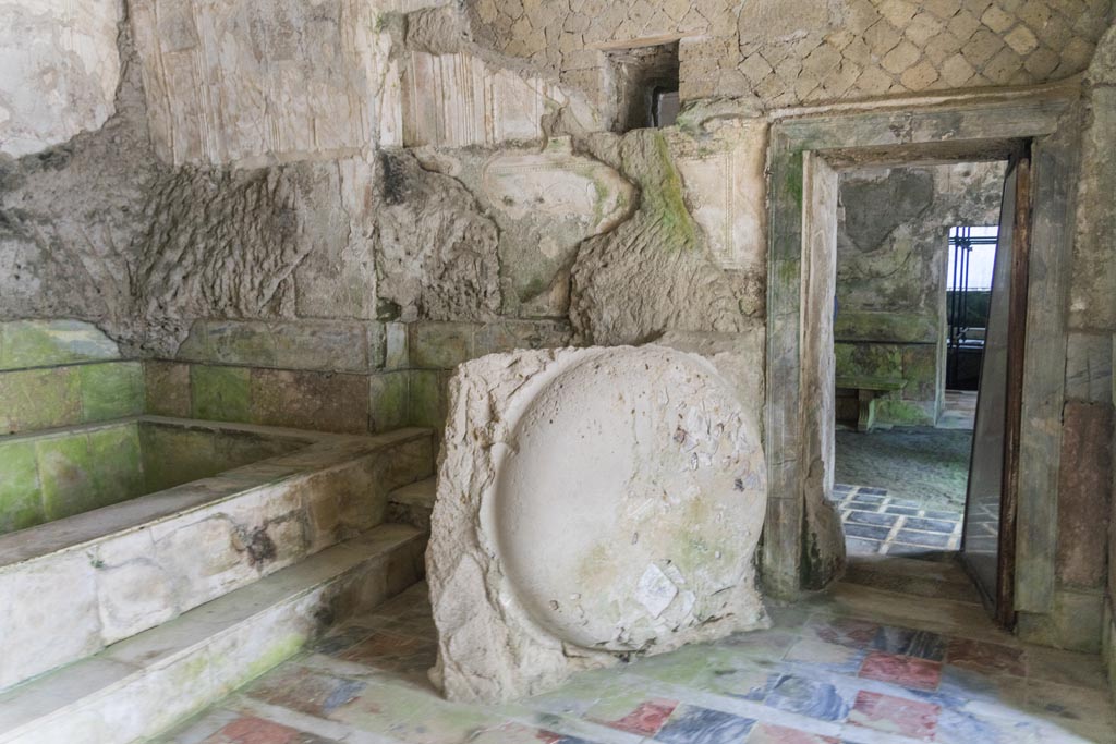 Herculaneum Suburban Baths. October 2023.
Smaller original caldarium, east side, with doorway to tepidarium. Photo courtesy of Johannes Eber.