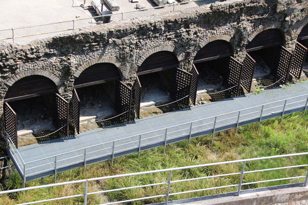 Herculaneum April 2014.
Looking towards “boatsheds” on west side of steps, and below the Sacred Area. Photo courtesy of Klaus Heese.