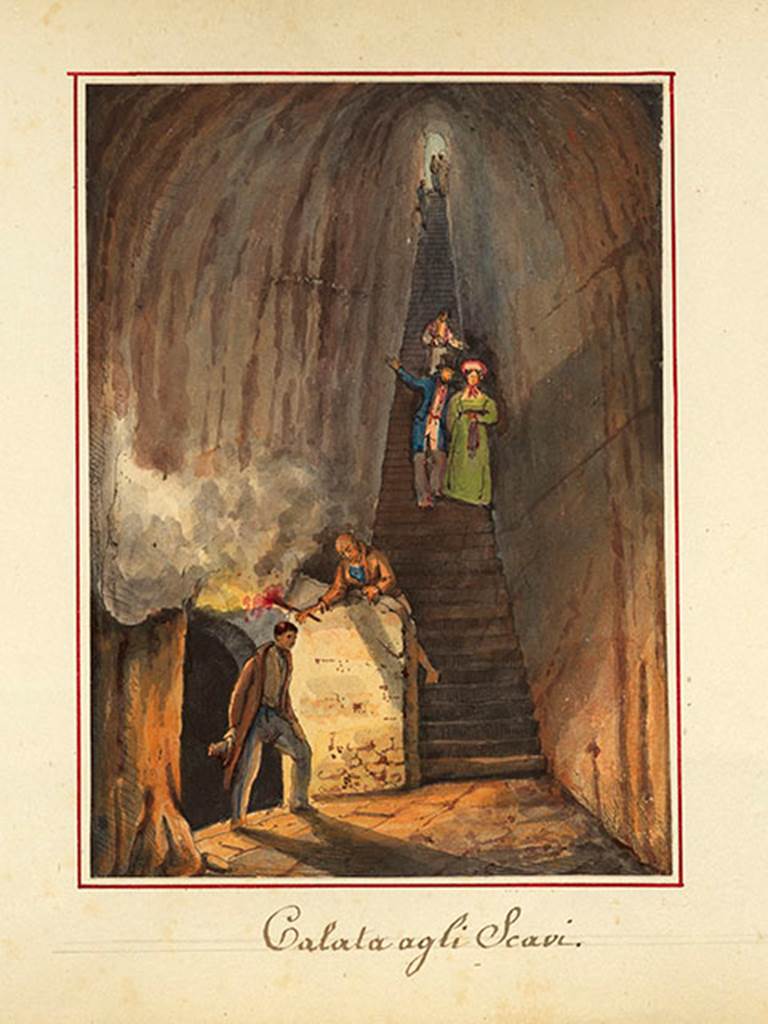 Herculaneum Theatre, c.1840? Painting entitled “Calata agli Scavi” (descent into the excavations). Artist unknown.
Digital image courtesy of the Getty's Open Content Program.