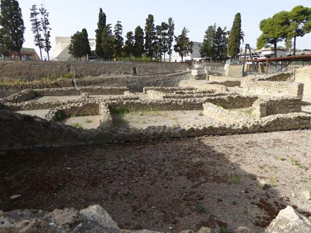 III.19/18/1 Herculaneum, October 2014. Room 8, looking south across rooms on south side of atrium.  Photo courtesy of Michael Binns.
