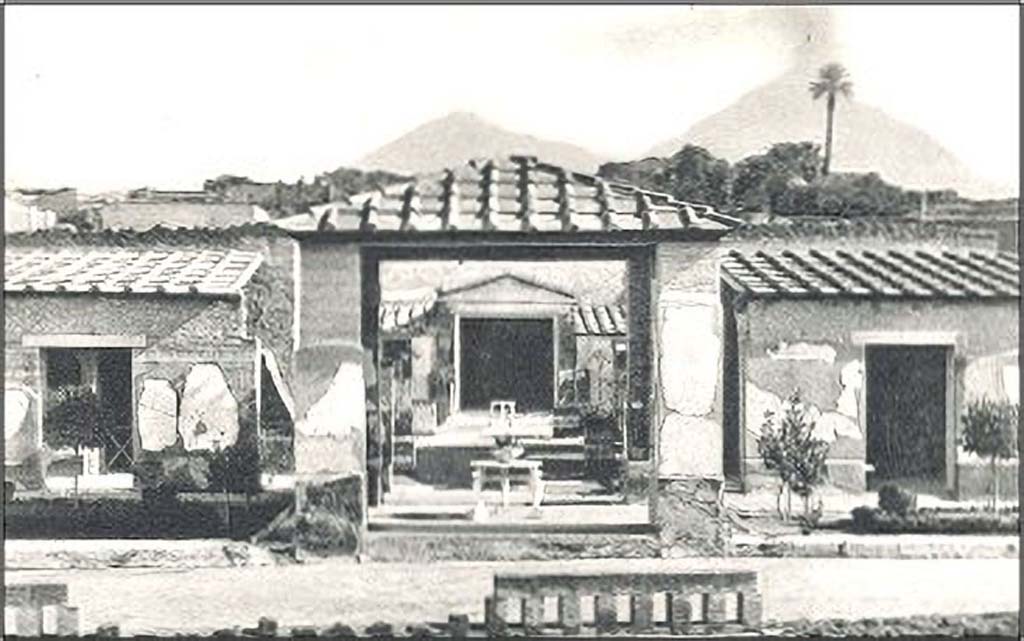 IV.21 Herculaneum. Undated postcard entitled �Nuovi scavi, Casa del Cervi Giardino e Terrazza.�
Looking north through pergola 18, towards garden area. Photo courtesy of Peter Woods.
