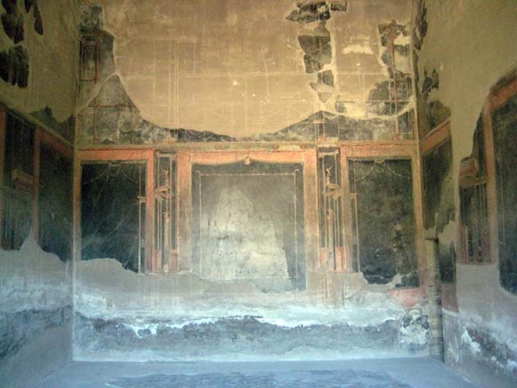 IV.21, Herculaneum, June 2011. Triclinium 5, looking towards north wall. Photo courtesy of Sera Baker.

