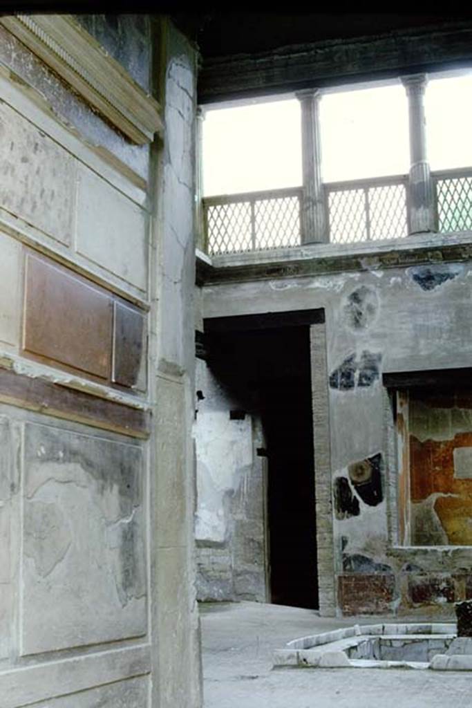 Ins. V.1, Herculaneum. 1961.   Looking across atrium from entrance corridor. Photo by Stanley A. Jashemski.
Source: The Wilhelmina and Stanley A. Jashemski archive in the University of Maryland Library, Special Collections (See collection page) and made available under the Creative Commons Attribution-Non Commercial License v.4. See Licence and use details. J61f0588
