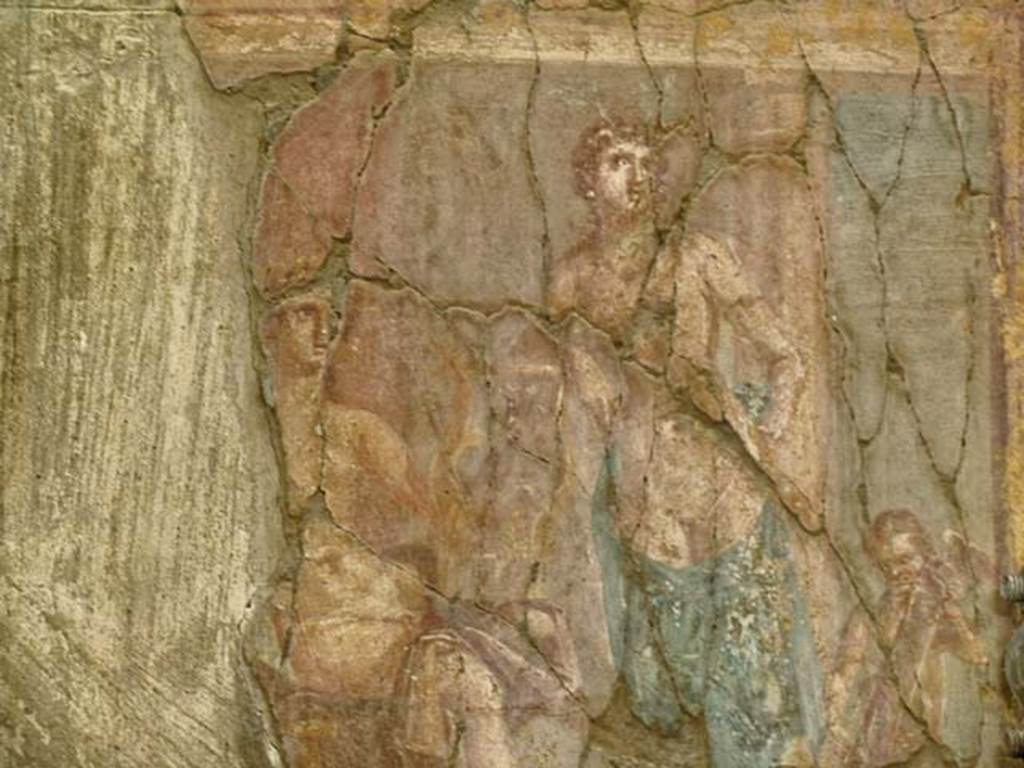 V.11, Herculaneum. December 2004. Detail of remaining part of painting from centre of south wall of tablinum. 
Photo courtesy of Nicolas Monteix.


