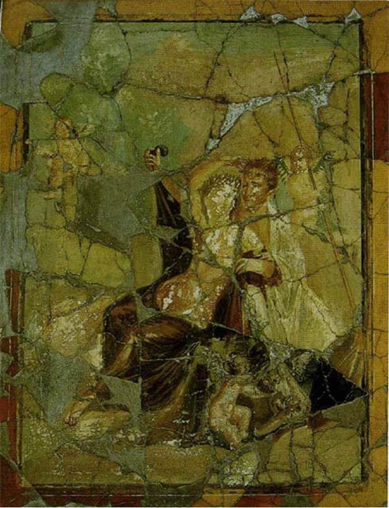 V.15 Herculaneum, House of Bicentenary. Painting of Mars and Venus, with cupids.
Photo courtesy of Andrew Wallace-Hadrill.

