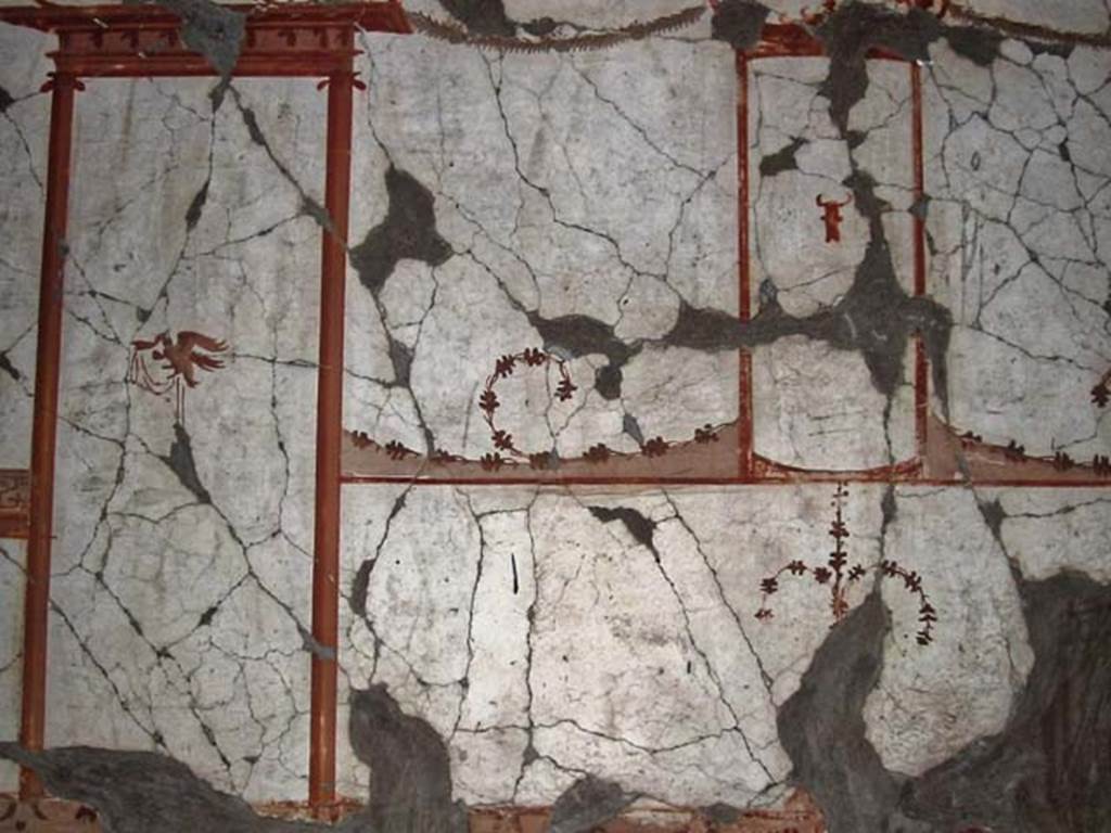 V.15, Herculaneum. May 2003. Oecus at north end of west portico, east wall. Photo courtesy of Nicolas Monteix.