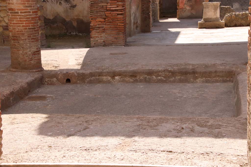 VI.29 Herculaneum, September 2019.
Looking north-east across impluvium in atrium 3, from entrance doorway.
Photo courtesy of Klaus Heese.
