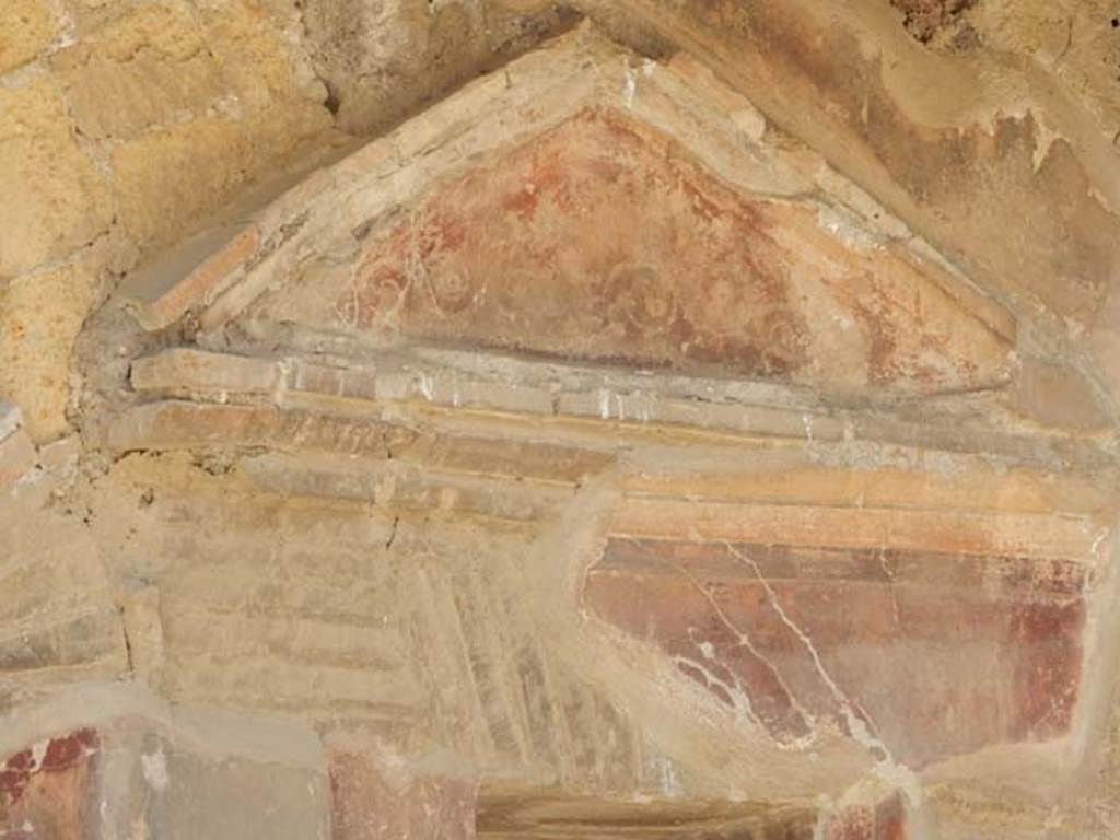 VI.29 Herculaneum. May 2018. Atrium 9, detail of lararium. Photo courtesy of Buzz Ferebee.