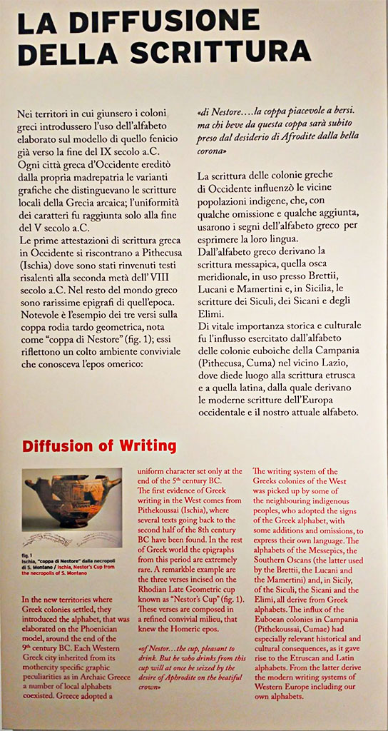 Diffusion of writing information card from Naples Archaeological Museum.
Photo courtesy of Giuseppe Ciaramella, June 2017.