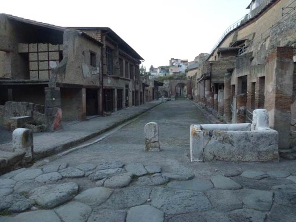 Decumanus Maximus, Herculaneum, October 2012. Looking west from Cardo V. Photo courtesy of Michael Binns.